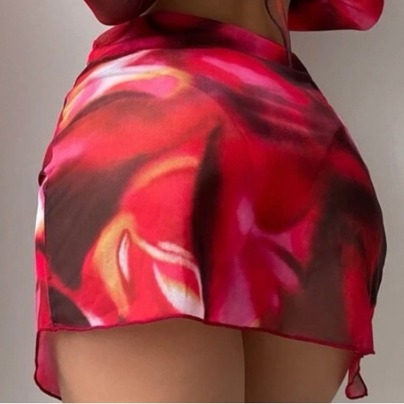 Pink Tie Dye Swimsuit Coverup Skirt - Picture 2 of 2